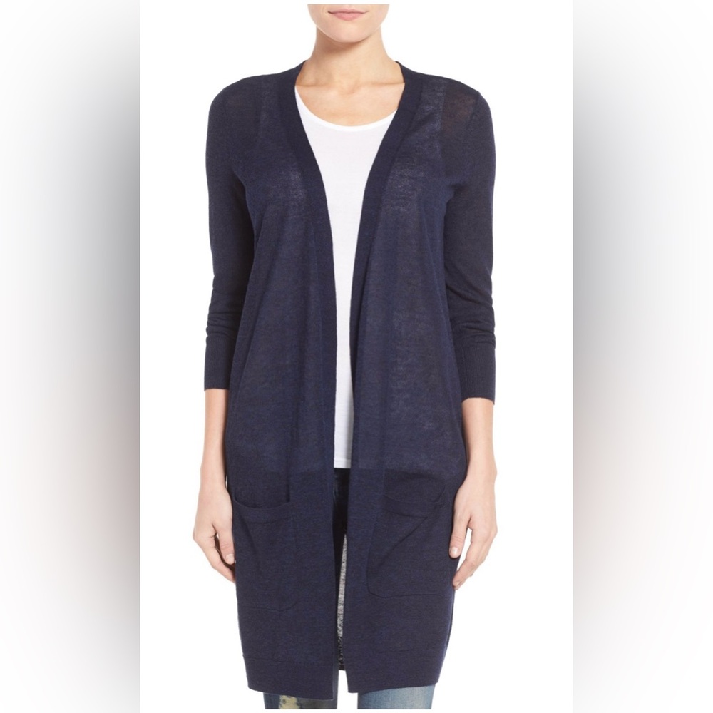 Halogen Blue Zip-Up Cardigan Sweater